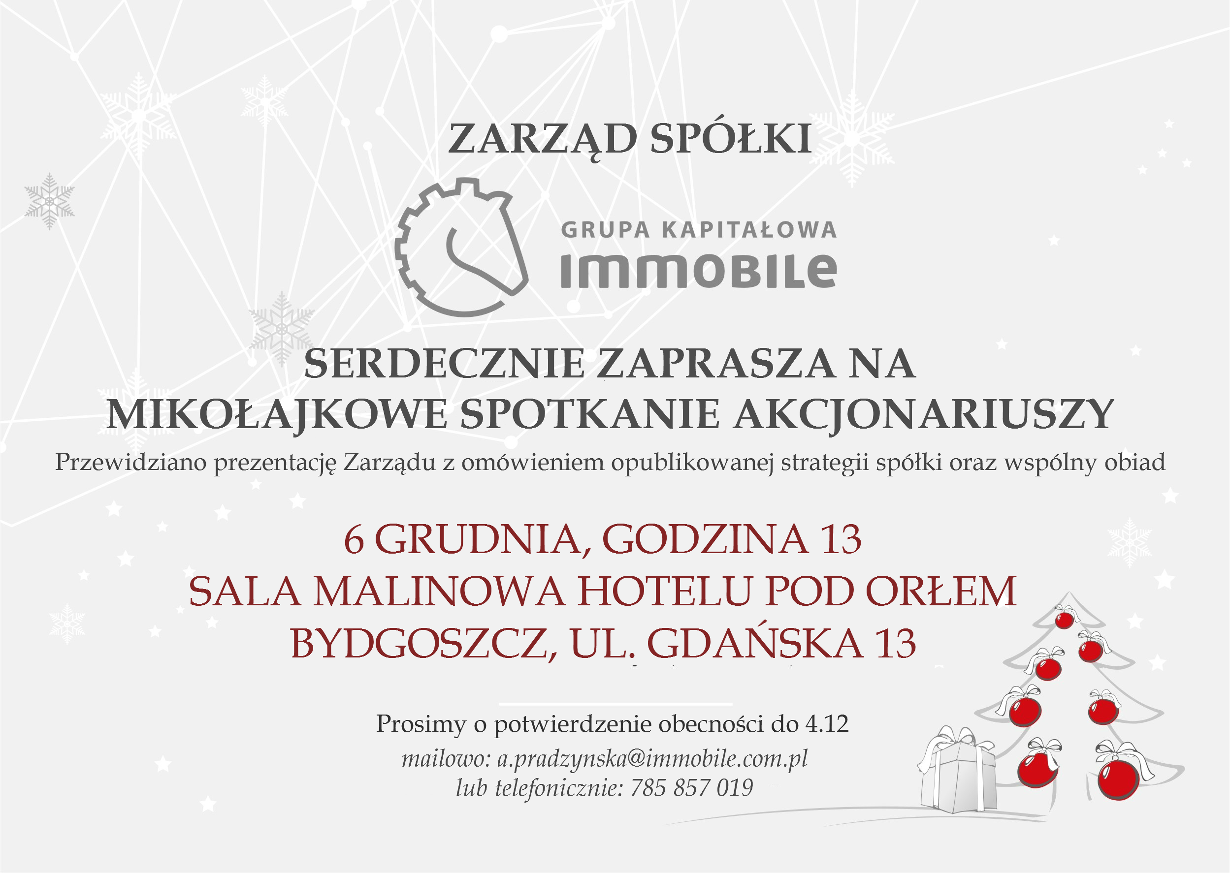 Zapraszamy na Mikołajkowe Spotkanie z GK IMMOBILE w Bydgoszczy
